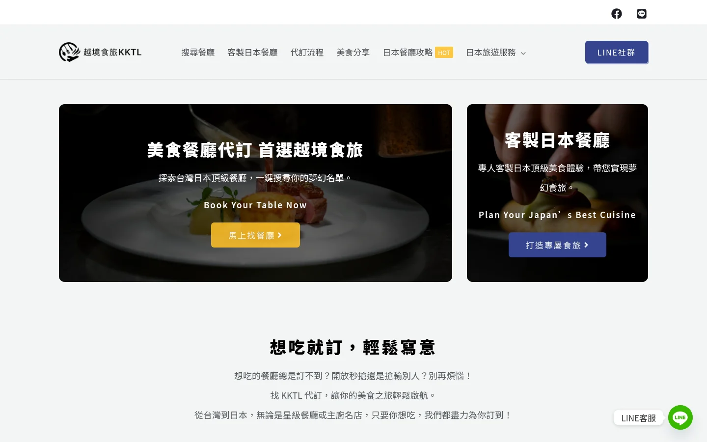 越境食旅 網站截圖